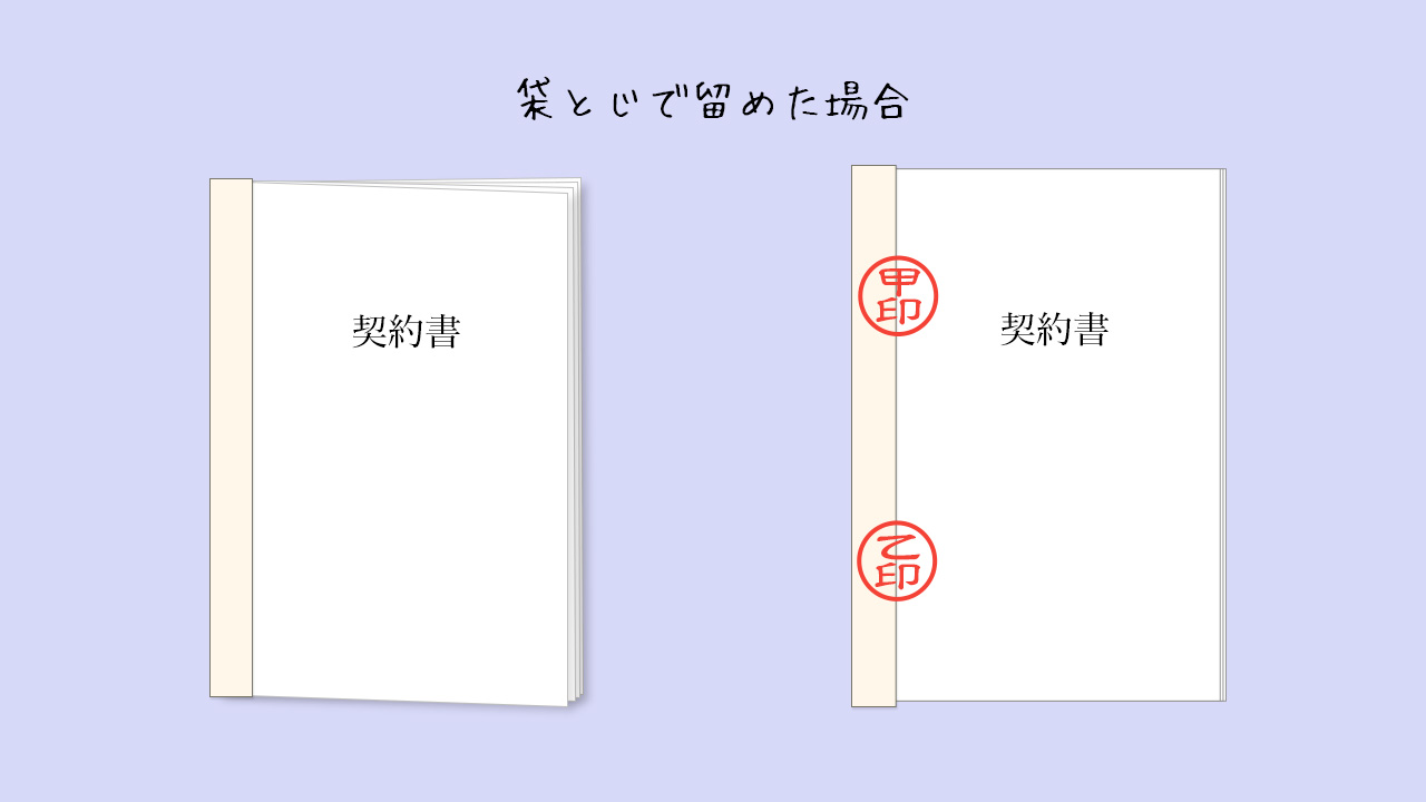 契印（袋とじ）のしかたイメージ@complesso.jp